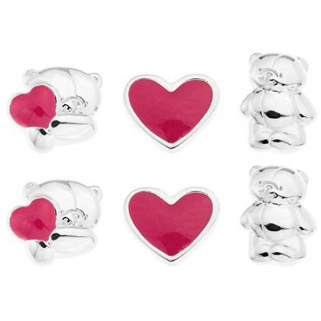 Forever Friend Silver Plated Stud Earrings Set of 3